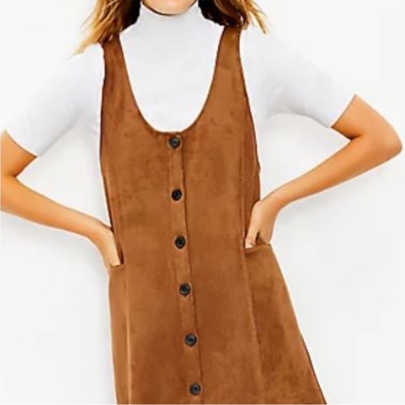 Loft Faux vegan Suede Button Pocket Dress size medium - Picture 2 of 8